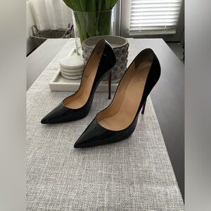 Christian Louboutin Paris So Kate Patent Leather Pointed Toe Pump 120mm